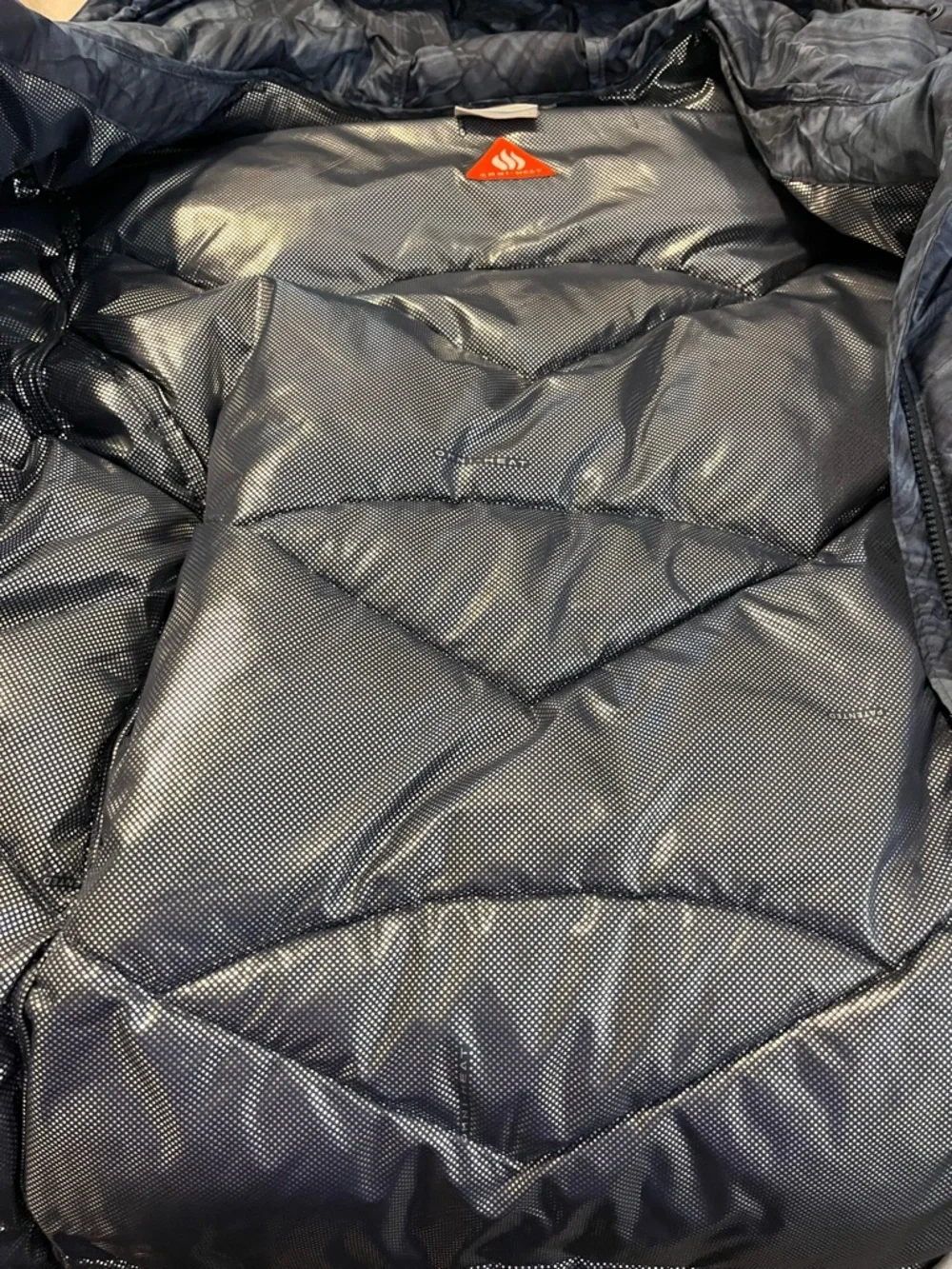 Columbia Omni Heat Full Zip hooded puffer jacket‎ blue marbled tie dye size XL